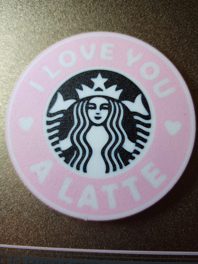 love a latte coaster by picture it household decor valentine starbucks valentine's day 3d print model - Mito3D