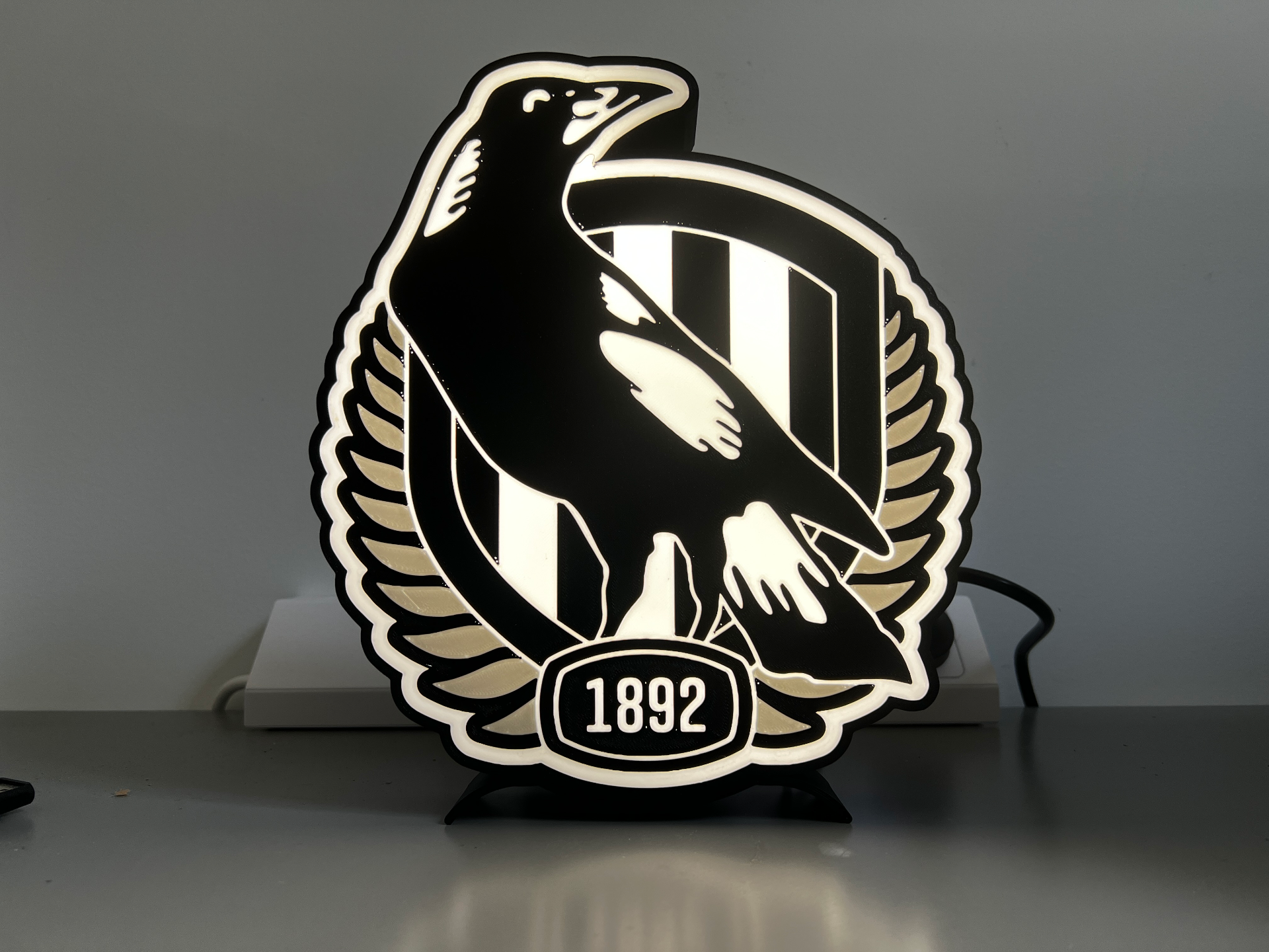 collingwood fc ligero caja by perryr casa decoración ligera lámpara light box ams 3 color 3D print model - Mito3D