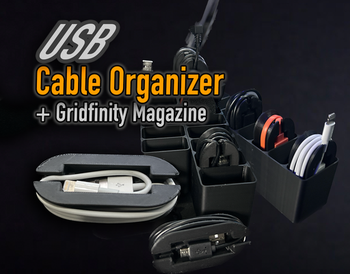 usb câble espace rangement organisateurs remixé by k2 kevin outils gadgets câbles usbholder gestion porte cable organisateur 3d print model - Mito3D