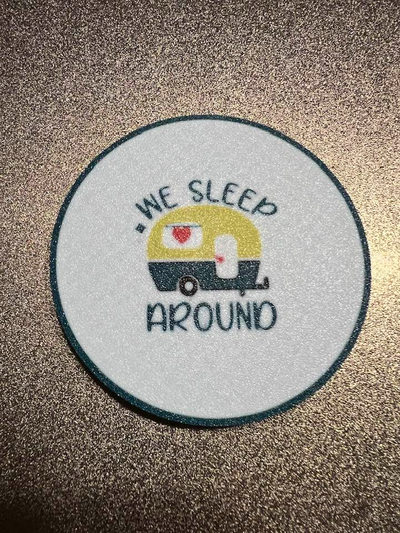 we sleep coaster by mipmay3d hobby & diy sport outdoors campingcoaster camp cabin campingtrailer rvcamper rvtrailer cup coffee drinkcoaster drink soda beercoaster beer gift 3d print model - Mito3D