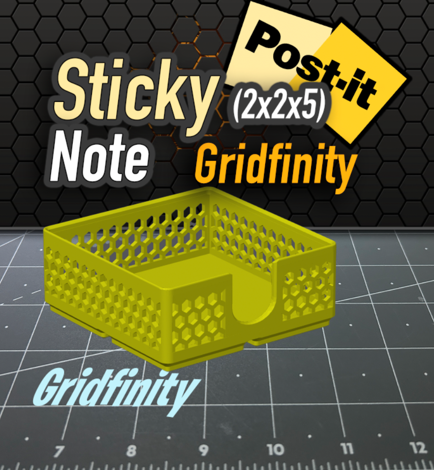 hex sticky note gridfinity 2x2x5 by k2 kevin tools organizers gridfinitybin 3D print model - Mito3D