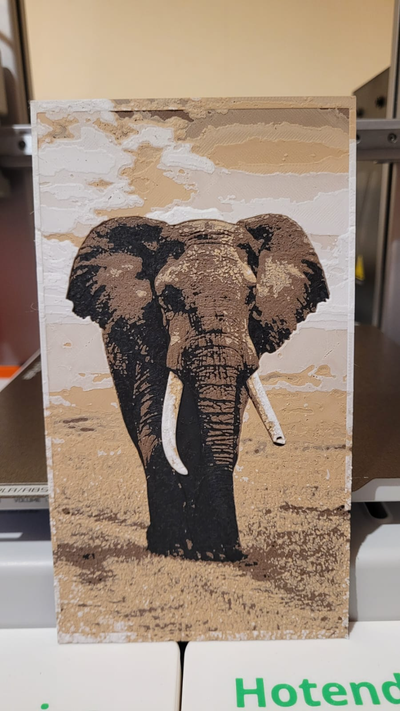 hueforge elephant by bertbee generative 3d model & lithophane hue forge huefogre hueforege art 3d print model - Mito3D