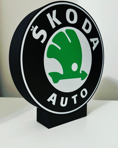 koda logo lightbox by michal 3dtisk arte segni loghi skoda luce auto 3d print model - Mito3D