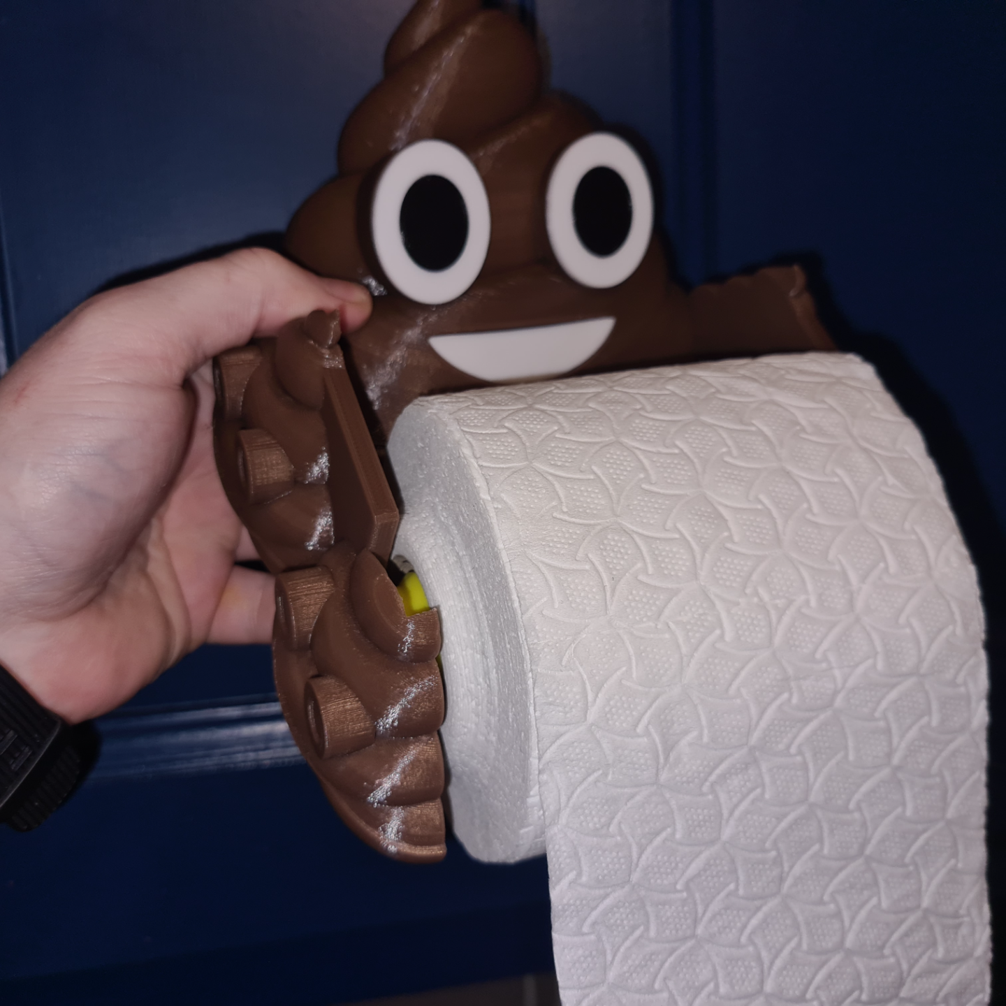 poop emoji toilet roll holder fast change by deebow1985 household decor bathroom holder funny 3D print model - Mito3D