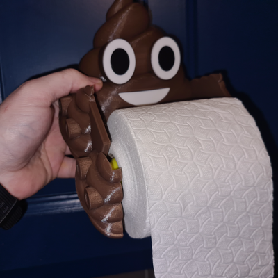 poop emoji toilet roll holder fast change by deebow1985 household decor bathroom holder funny 3d print model - Mito3D