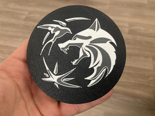 witcher - netflix logo coaster by jakubhroch art signs & logos 3d print model - Mito3D