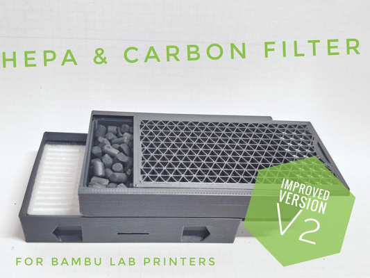 hepa carbono ar filtro bambu laboratório remixado by ricardolisci 3d impressora acessórios hepa pelota abs tóxico vapor gases qualidade ativado suporte vocs vapores fumaça extrator x1 x1c acessório mod modding 3d print model - Mito3D