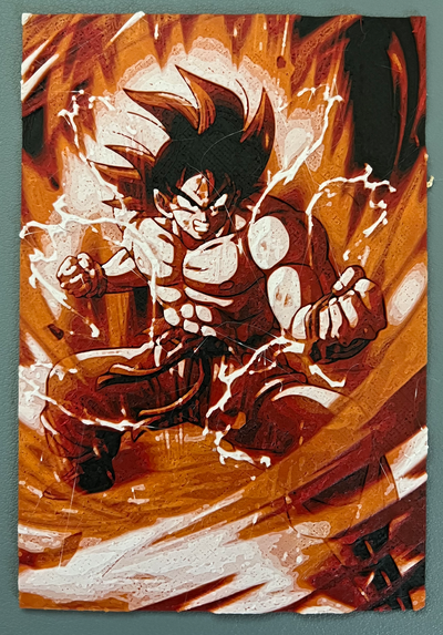 goku kaioken hutschmiede by 2emme3dlab kunst 2d db dbz drachen 2024 dragon ball rot orange weiß schwarz ams vegeta super sayan 3d print model - Mito3D