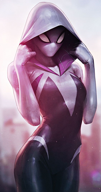 aranha gwen forja chapéus by grecdel generativo 3d modelo litofano spidergwen fantasma filamento pintura homem aranha maravilha 3d print model - Mito3D