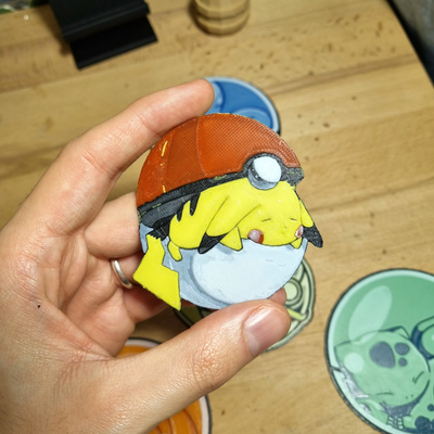 mignonne pikachu train dormir pokeball portrait forge chapeaux by gros simi génératif 3d modèle lithophane 2d art 2024 pokémon teinte forger jaune pokeballs poussée balle bébé 3d print model - Mito3D