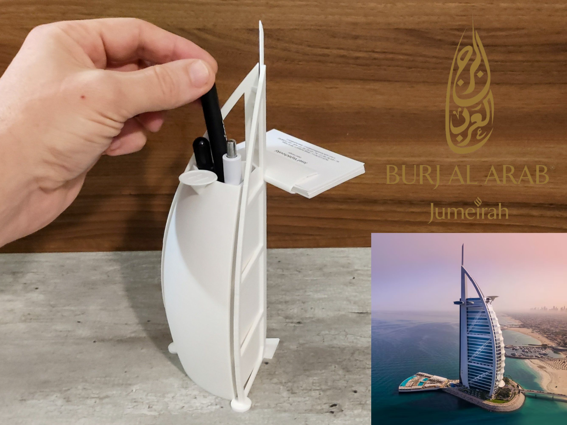 burj arabo penna attività commerciale carta titolare supporto by josef vojtechovsky domestico ufficio organizzatore concorso scrivania matita 3D print model - Mito3D