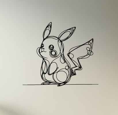 pared arte pikachu by juguetesbythomas 2d pokemon decoración rápido fácil 3d print model - Mito3D