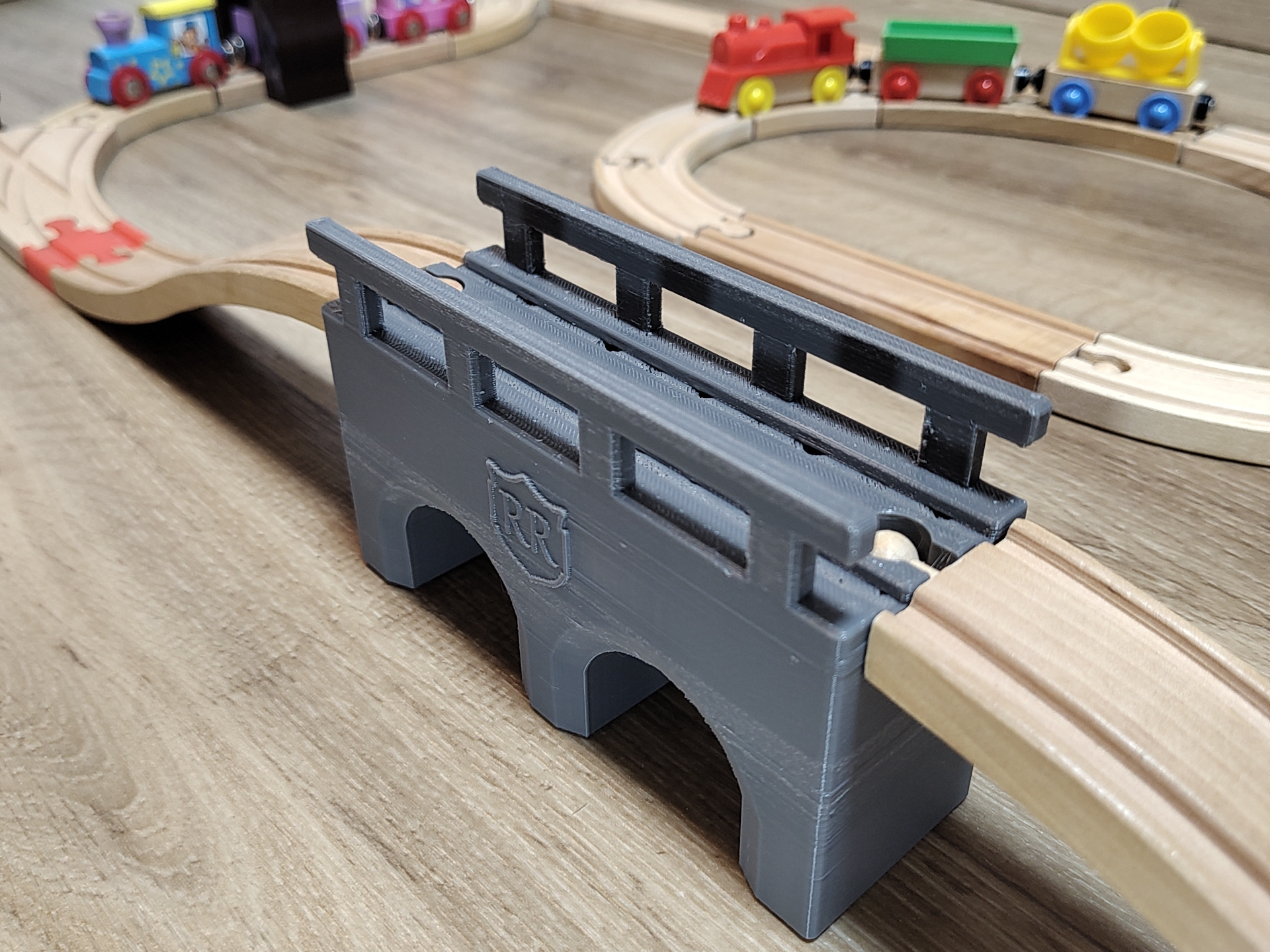 bridge wooden track brio compatible by gekon3d toys & games tracks compatiblepart briocompatible ikea ikeatrain train ikeatraintrack briotraintrack lillabo elc tesco asda sainburys wood woodtrack woodentrain rails woodenrails rail railsystem railtracks thomas railings briobridge 3D print model - Mito3D