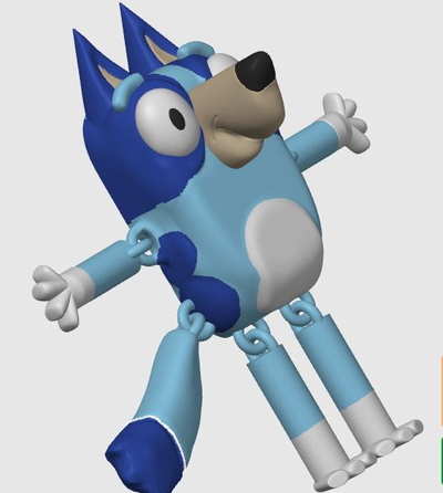 bluey eklemli köpek by zoidbergerer minyatürler hayvanlar disney çocuk arkadaş canlısı tv hayvan oyuncak 3d print model - Mito3D