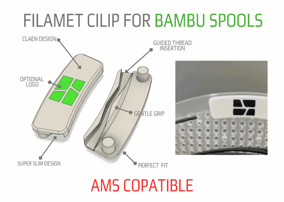 filamento clip bambu bobine by 123cut 3d stampante accessori bambolotto bobina ams compatibile up gradi filamentclip preferito facile veloce test proclip pro morsetto topo hardware kit aggiornamento attrezzo a1 x1c accessorio p1p p1s mini ultra magro titolare supporto portafilo campione 3d print model - Mito3D