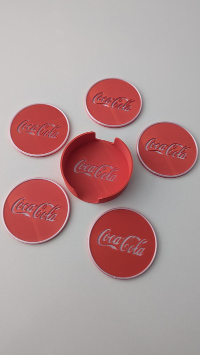 coca coca cola bevanda sottobicchiere impostato multicolore ams pronto remixato by freeker domestico arredamento scatola titolare supporto cucina accessorio accessori 3d print model - Mito3D