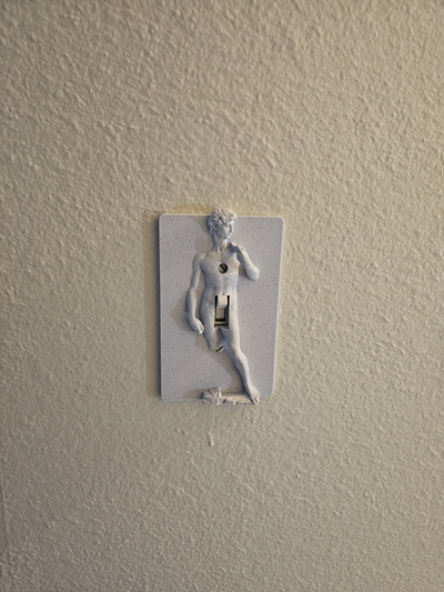 renaissance single switch cover remixed by edzill household decor marble light lightswitch man art gag gift david michelangelo statue outlet bathroom accessory faceplate 3d print model - Mito3D