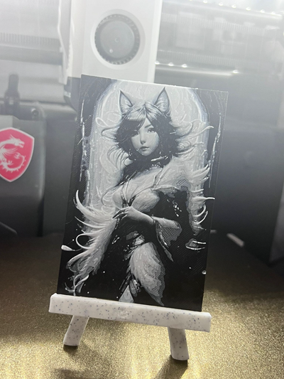 kitty lady by fatalchaos25 art 2d cat hueforge woman 3d print model - Mito3D