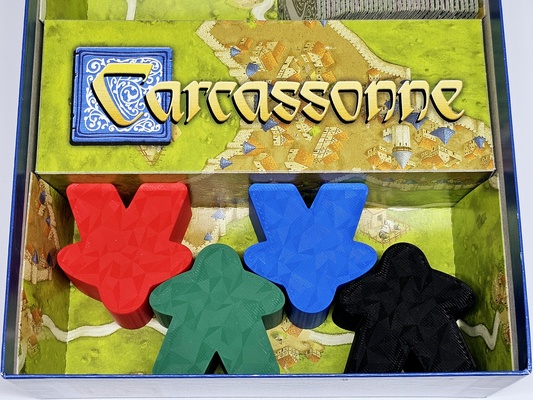 meeple-shaped box compatible carcassonne by karen chau designs toys & games board decor cute tabletop storage boardgames shape boardgame organization accessories tabletopgaming meeple boardgameorganizer meeples boardgameupgrade boxwithlid shelfie gamingaccessories boardgamestorage 3d print model - Mito3D