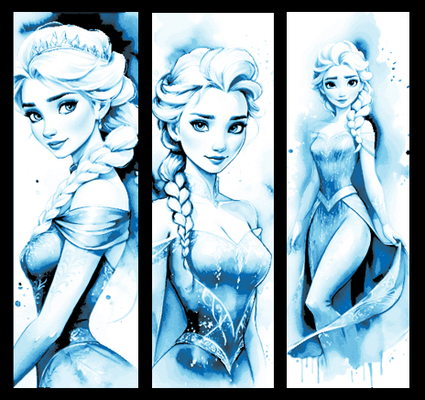 fan arte impostato of 3 segnalibri disney principessa elsa ritratto gelido bellezza congelato by mclanesmemories 2d ghiaccio libro marchio segnalibro pennarello fucina cappelli 3d print model - Mito3D