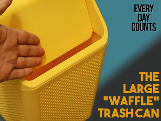 large waffle trash can lid by day counts household office trashbin rubbish garbage bin bedroom 3d print model - Mito3D