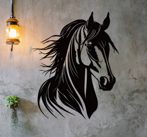 wall art horse head by palumbus 2d decor tattoo 3D print model - Mito3D