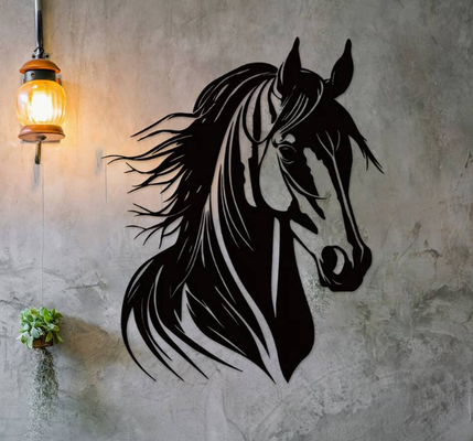 wall art horse head by palumbus 2d decor tattoo 3d print model - Mito3D