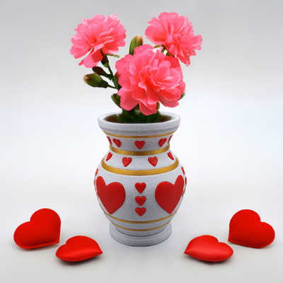 corazón florero san valentin floreciente amor by táctico caos casa decoración día flor envase multicolor mmu apoyo 3d print model - Mito3D