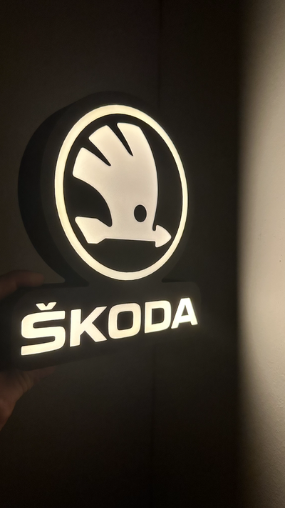 koda logo lightbox by michal 3dtisk arte segni loghi skoda luce scatola 3d print model - Mito3D