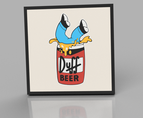 simpson - duff beer by make3design household decor simpsons box butler can coaster 3d print model - Mito3D