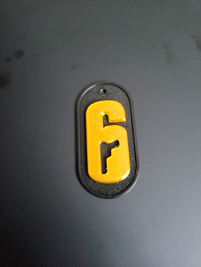 rainbow siege dogtag keyring remixed by egghead96 props & cosplays keychain rainbowsix game gaming cosplay xbox key accesories easy printinplace playstation gamer art ubisoft tomclancy r6 accessories 3d print model - Mito3D