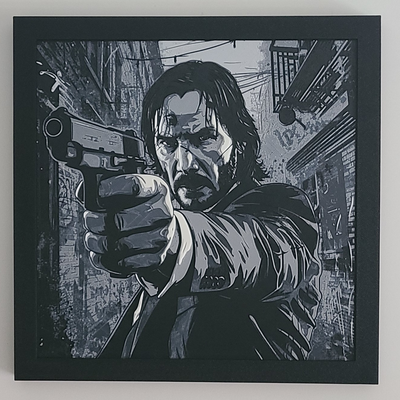 john wick - hueforge filament painting by bedlam threadz art 2d multi color ams johnwick 3d print model - Mito3D