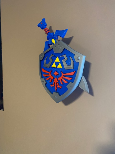 zelda master sword shield wall mount remixed by nightthorn props & cosplays replica weapon 3d 3d print model - Mito3D