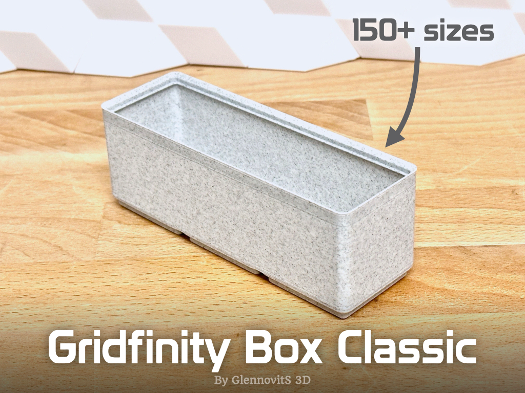 gridfinity caja clásico organizador cajas escritorio or cajón by glennovits 3d herramientas organizadores cuadrícula organizar organizando compartimiento contenedores almacenamiento almacenaje contenedor envase fácil práctico colección cuenco fabricante sistema herramienta organizador cajones apilable piezas repuesto pequeña medio grande 3D print model - Mito3D