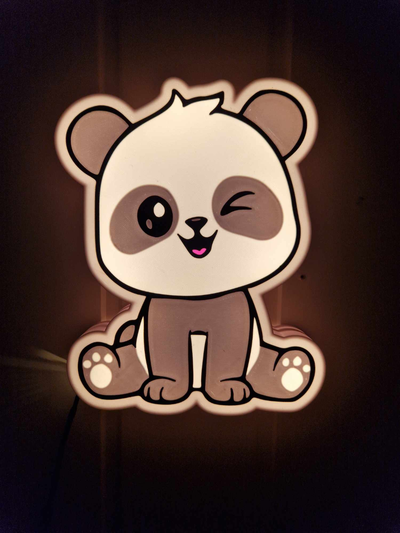 cute panda light box - wall stand version by morten3dp household house models lightbod ledbox led lamp animals children art childrens exotic 3d print model - Mito3D