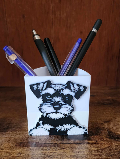 miniatura schnauzer matita titolare supporto by xxlaswsxx domestico ufficio accessori per portamatite nano 3d print model - Mito3D