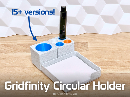 gridfinity circular holder - clean stand ready to by glennovits 3d household office grid basket pen pens pencil pencils cup bauhaus minimalistic desk desktop system storage storagesystem container storagecontainer tool toolorganizer organizer organize organizing small medium big large 3d print model - Mito3D