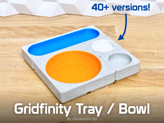 gridfinity tray bowl - catch-it-all organizer desk by glennovits 3d household office grid trays bowls catch it catchall organize organizing lid bauhaus maker storage storagesystem system container storagecontainer tool toolorganizer drawerorganizer stackable spareparts small medium big large color colorful 3d print model - Mito3D