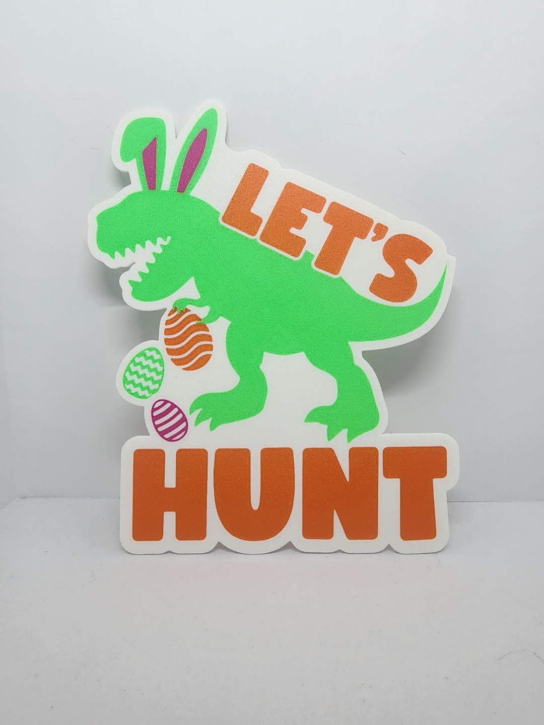 hunt by j3dps art 2d easter egg bunny basket dino dinosaur 3D print model - Mito3D