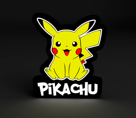 pikachu sentado caixa luz conduziu luminária pokémon by 3dacores brinquedos jogos personagens arte pokemon ligthbox desenho animado 3d print model - Mito3D