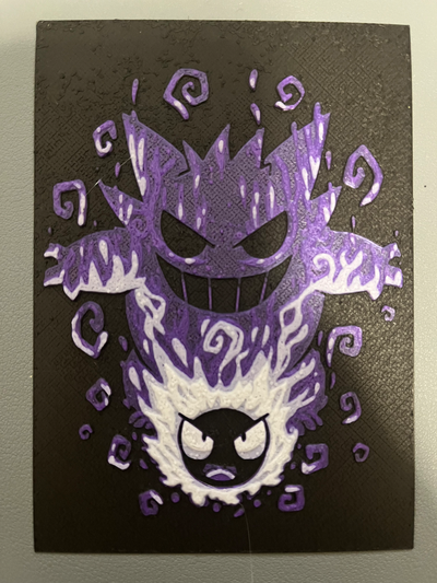 oscuridad evolución forja sombreros gastosamente perseguidor gengar by 2emme3dlab arte 2d huéfogre 3d pokemon púrpura negro blanco ams 3d print model - Mito3D