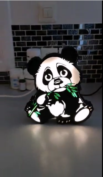 panda led lumière lampe by oldspice3d ménage décor 3d print model - Mito3D
