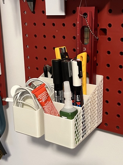 pegboard compartment organizer by thechairman tools organizers storage pegboardmount cableorganizer pegboardholder 3d print model - Mito3D