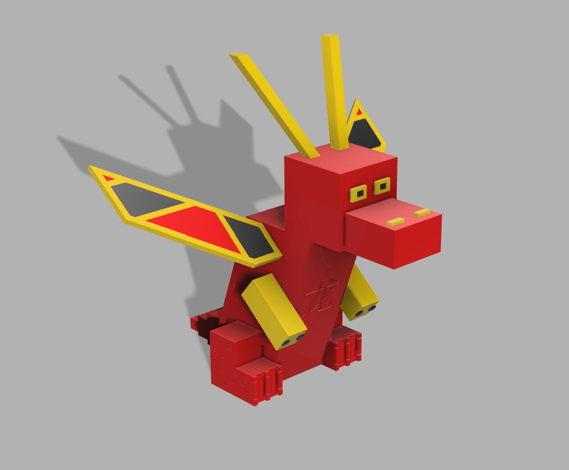 minecraft style dragon miniature by ellipse art sculptures 2024 3d impression 3D print model - Mito3D