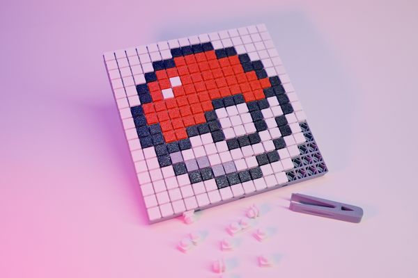 pixel pokeball puzzle by k-studioca generative 3d model maker pokemon ball pixelpuzzle 3d print model - Mito3D