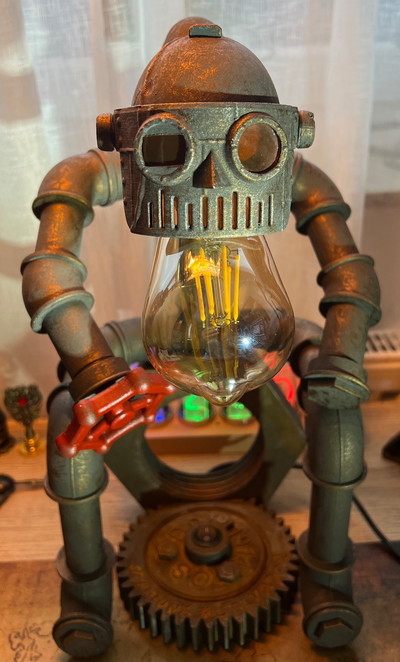 steampunk hombre by roberto ungüento casa decoración lámpara kunst proyecto equipo teile 3d print model - Mito3D