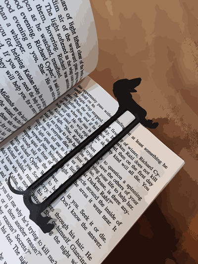 dachshund dog bookmark by thundercat tools hand weiner sausage badger doxie book reading 3d print model - Mito3D