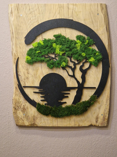 bonsai wandbild moosbepflanzung wandbild neu gemischt by nobody28 kunst 2d bild deko dekor dekorations zauberstab logo geschenk 3d print model - Mito3D