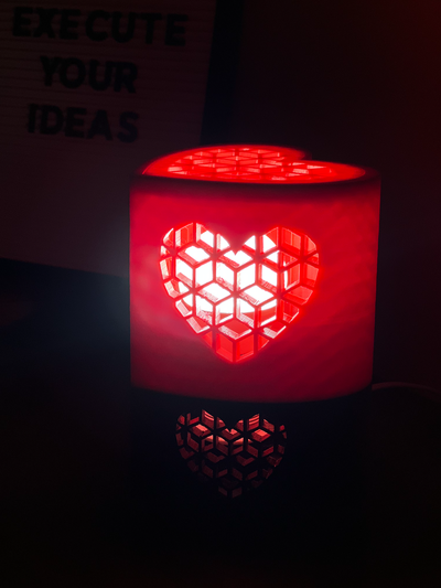 heart shaped lamp - remix of simple box lid by 3dprintbunny remixed jeandre groenewald household decor valentine valentine's day 3d lightbox light art geometric 3d print model - Mito3D