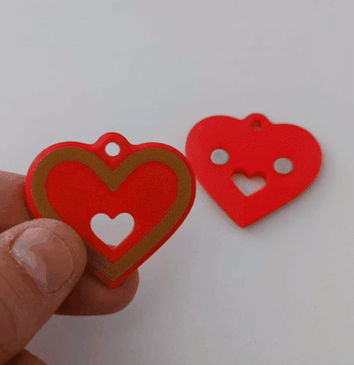 magnetic double heart fidget pendant by z3dartandtech fashion jewelry keyring keychain valentine red love gift jewelery 3d print model - Mito3D